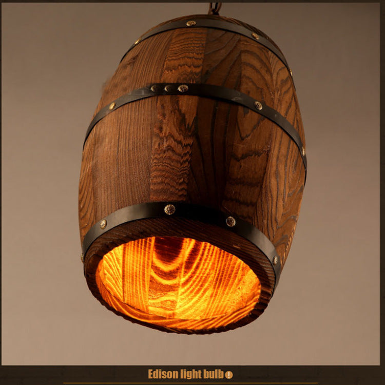 Wine Barrel Wooden Chandelier - Rustic Pendant Light