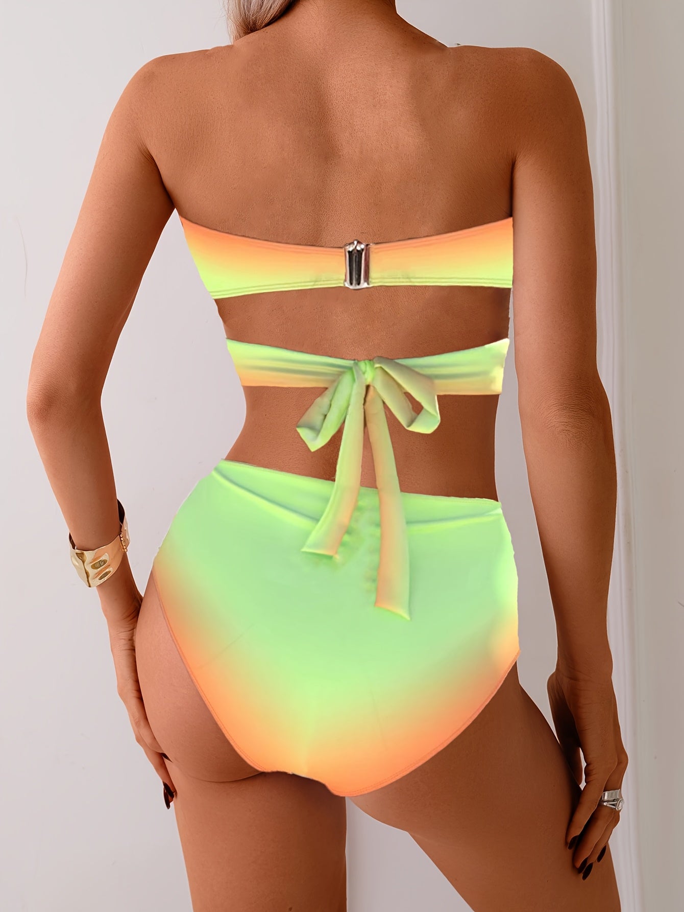 European American Gradient Cross Gather Bikini Set