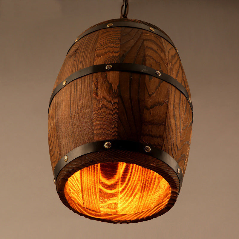 Wine Barrel Wooden Chandelier - Rustic Pendant Light