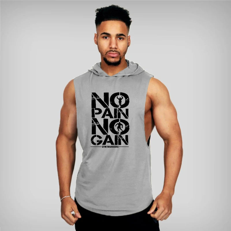 Men's Sleeveless Hooded Gym Tank Top
