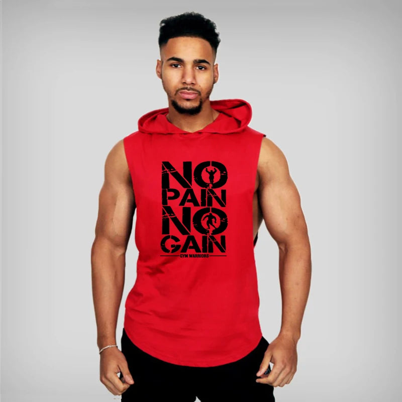 Men's Sleeveless Hooded Gym Tank Top